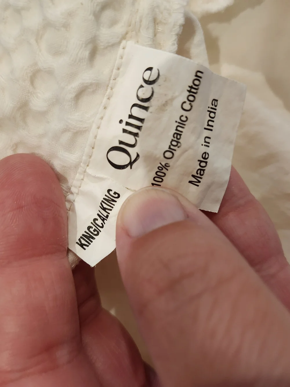 Quince 100% Organic Luxe Honeycomb Duvet Cover | King/Cali King | Undyed | EUC